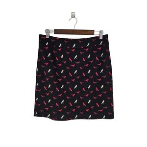 Vivienne Tam Red White Bird Print Mini Skirt Sz 10